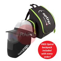 1008.002 Optrel Weldcap Auto Darkening Welding Helmet for Hard Hat with FREE Optrel Backpack, Shade 9 - 12
