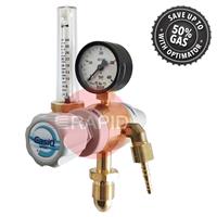 37371010 GasiQ Optimator I Argon/Mix Gas Saver Bottom Entry Regulator. 34Lpm. G5/8