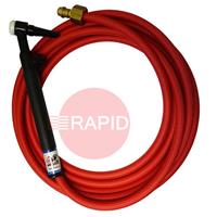 CK-CK9V12RSFRG CK9V Gas Cooled TIG Torch with 1pc 3.8m Superflex Cable & Gas Valve, G3/8